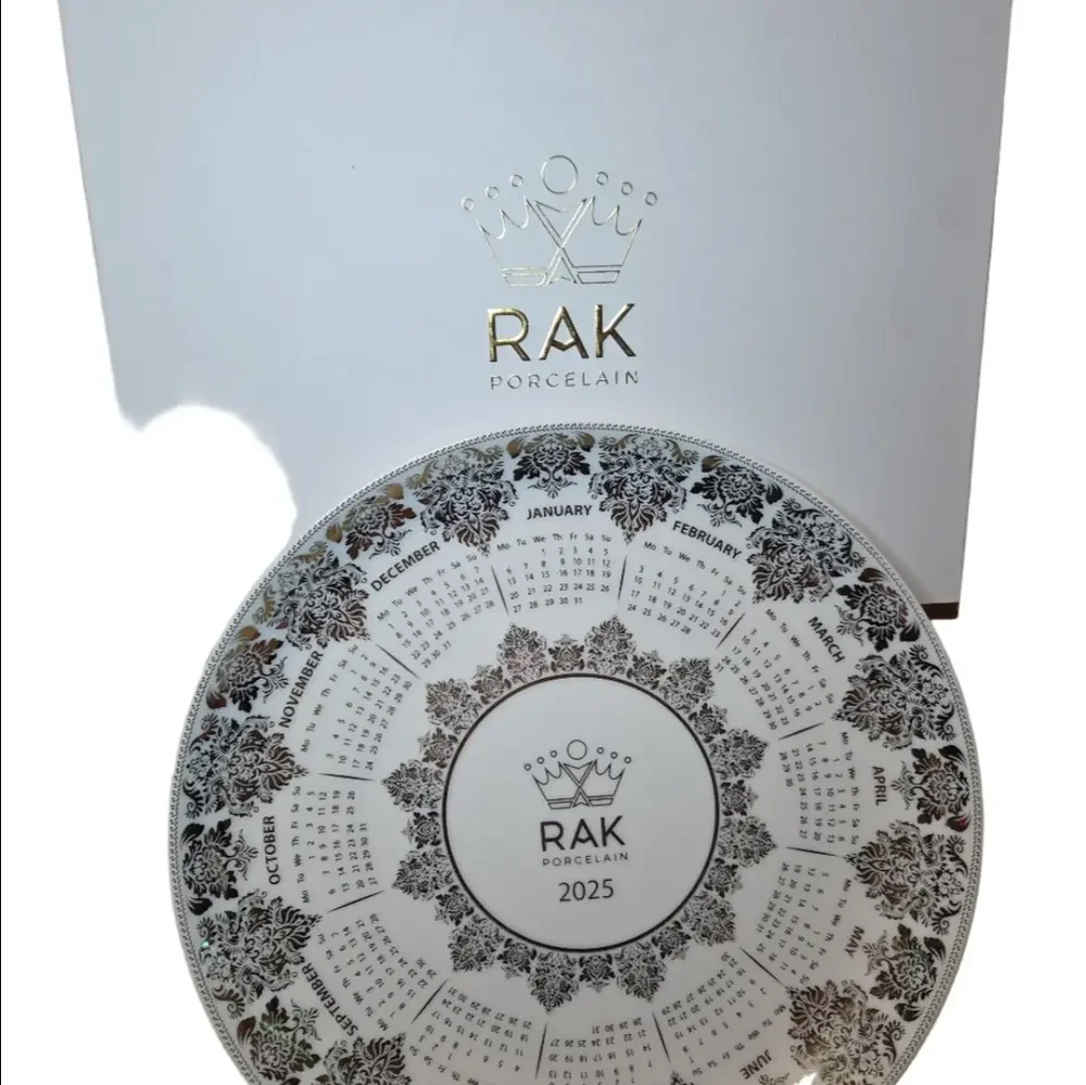 RAK Porcelain Cream 24k Gold Calendar Plate Bone China